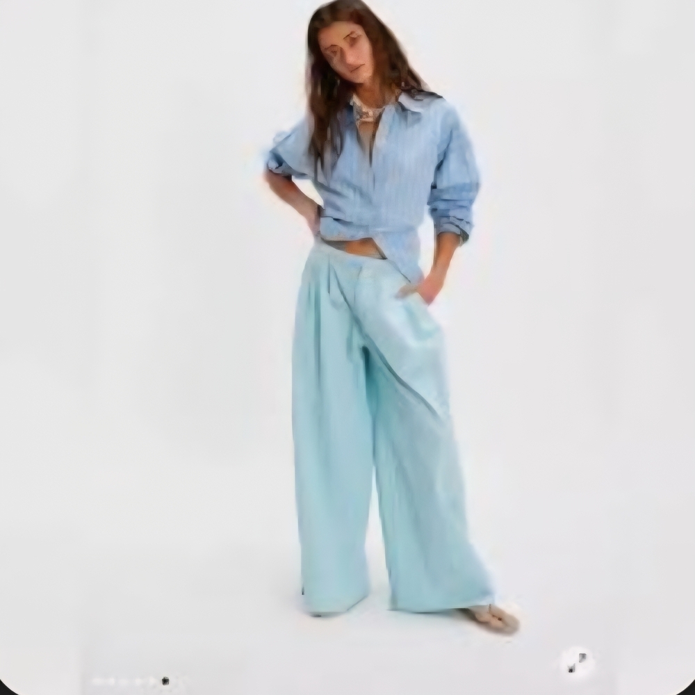 NWT Free People Ice Melt Light Blue Wide-Leg Pants